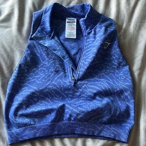Medium blue gymshark razor back crop top